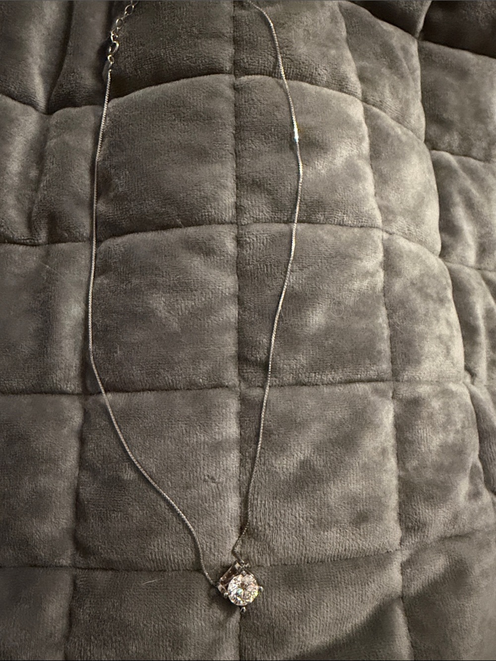 Classic Silver Necklace with Clear Solitaire Pendant - Women Jewelry